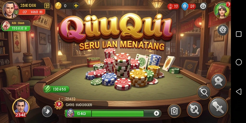 Screenshot menunjukkan gameplay seru 234E QiuQiu.