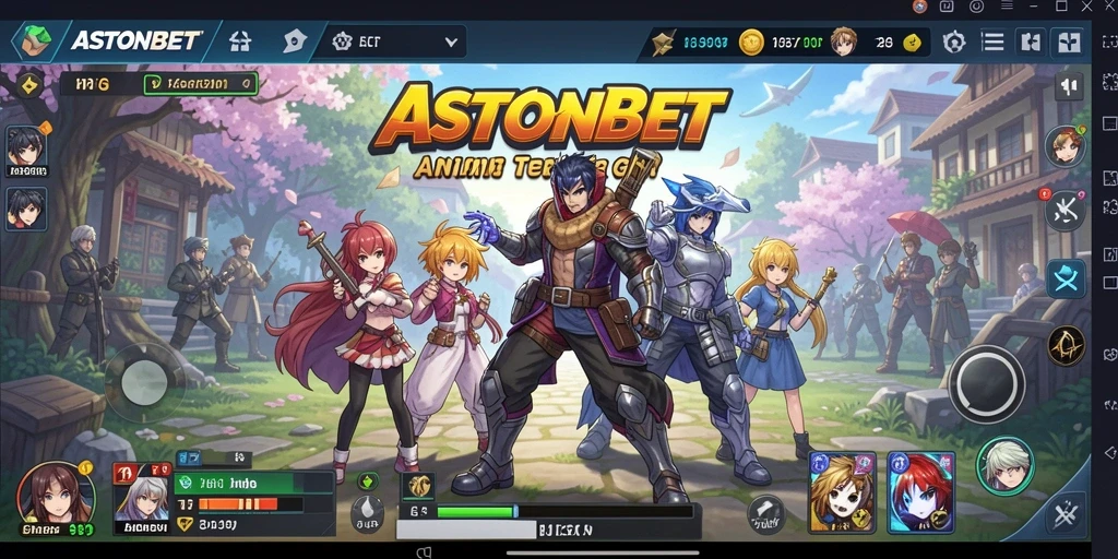 Tangkapan layar utama ASTONBET menampilkan karakter Anime dalam aksi seru.