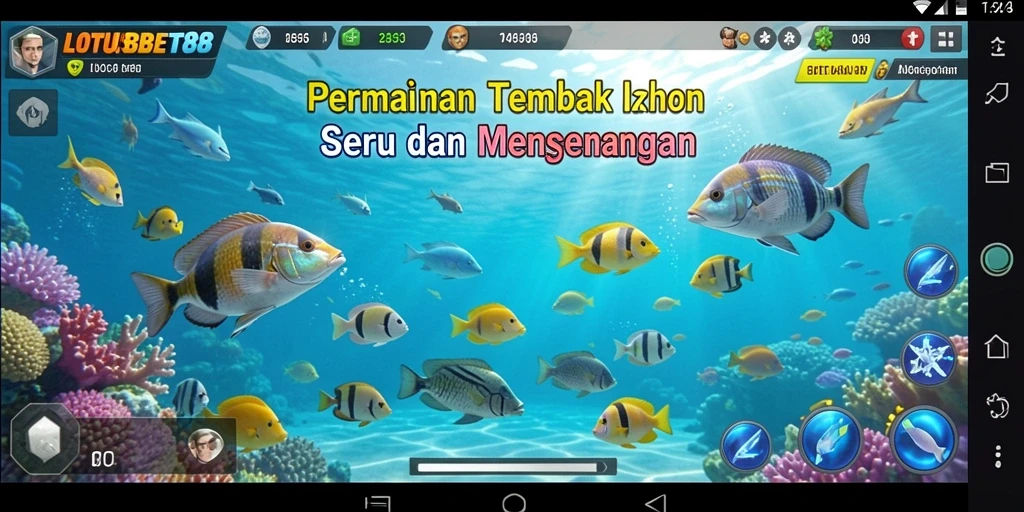 Gameplay LOTUSBET88 yang penuh warna dengan ikan-ikan menarik.