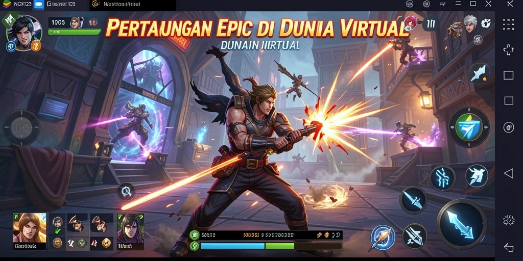 Screenshot gameplay NOX123 menampilkan aksi pertarungan yang intens dan menarik.