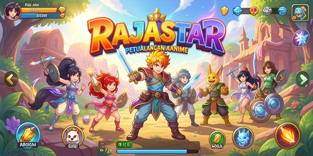 Tampilan gameplay RAJASTAR yang penuh aksi dan warna-warni.