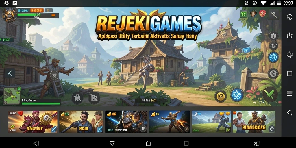 Screenshot utama menunjukkan fitur pengingat dan manajemen tugas REJEKIGAMES.