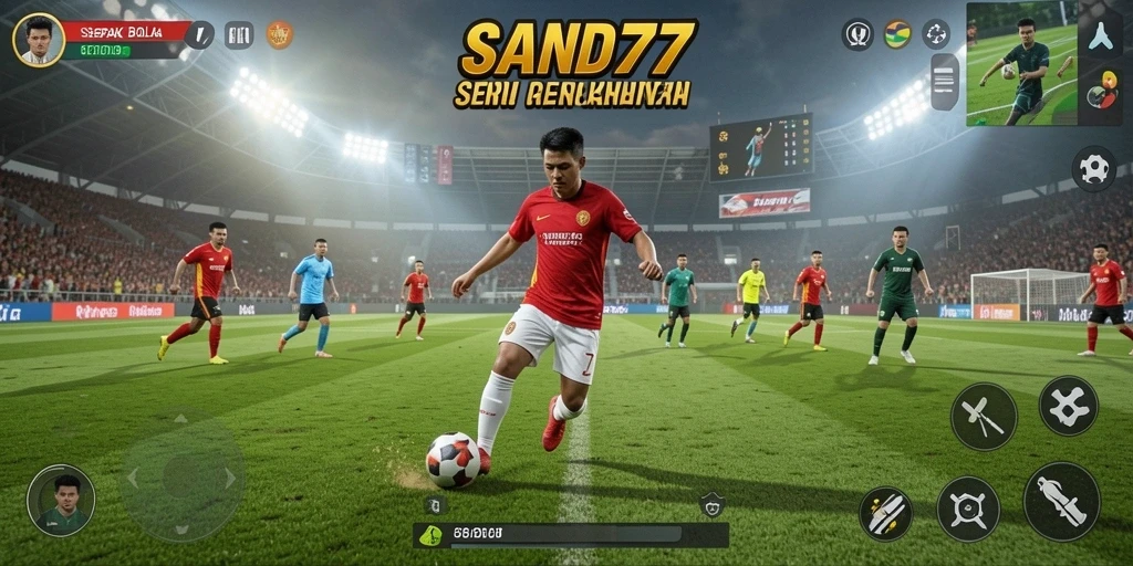 Tampilan gameplay SAND77 yang mendebarkan saat pertandingan sepak bola.
