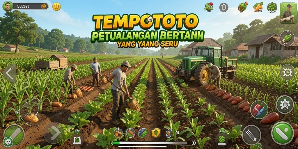 Gameplay seru bertani di TEMPOTOTO dengan grafik yang menawan.