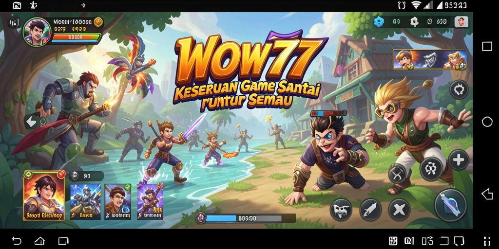Tampilan gameplay WOW77 yang cerah dan interaktif.