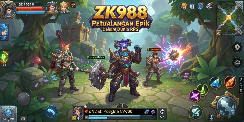 Tangkapan layar utama ZK988 menampilkan aksi seru dalam pertarungan RPG.